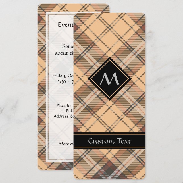 Invitation Tartan beige et Brown (Devant / Derrière)