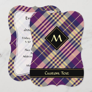 Invitation Tartan mauve, or et bleu