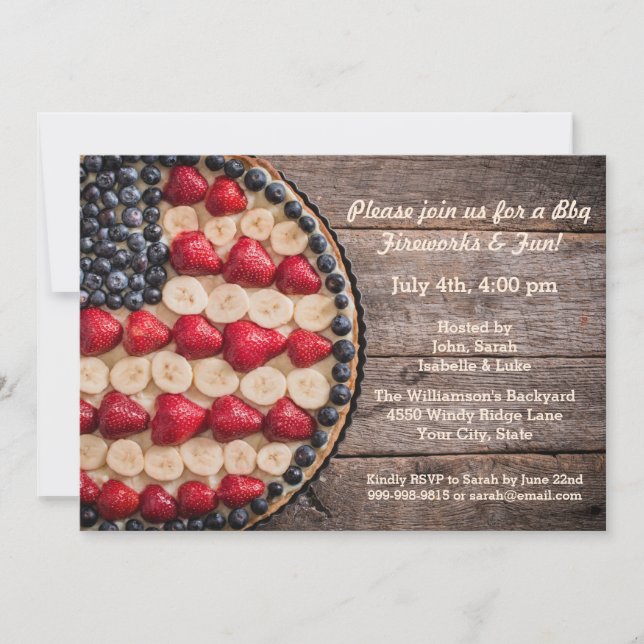 Invitation Tarte américain de fruit de drapeau des Etats-Unis (Devant)