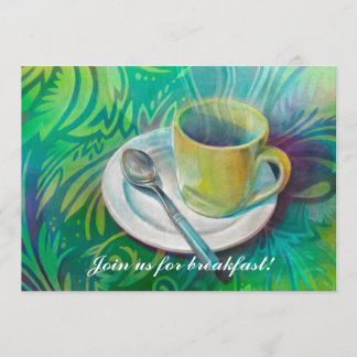 Invitation Tasse et cuillère sur un fond analogue frais