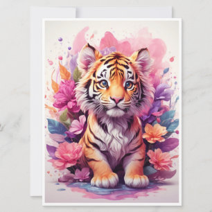 Invitation Tasse Tigre Floral - Tasse à café Tigre Rose - Esp
