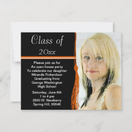Invitation Tassel Photo Graduation Party Orange and Black