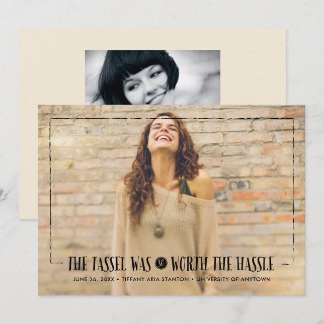 Invitation Tassel vaut la peine de Hassle Graduation Invitati (Devant / Derrière)