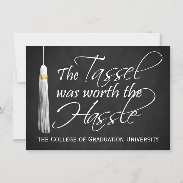 Invitation Tassel Worth the Hassle College Graduation, Medium (Devant)