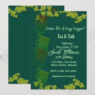Invitation Tasses à thé vert Cozy Cuppa Thé de l'après-midi 5