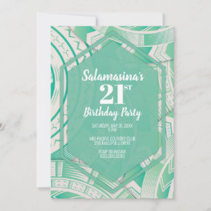 Invitation Tatau Teal Diamond