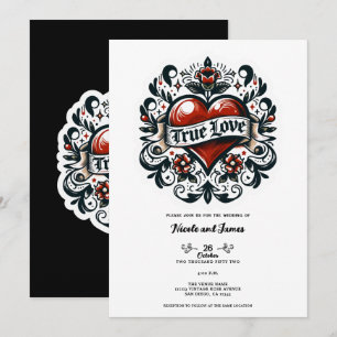 Invitation Tatouage de cœur d'amour véritable pour un mariage