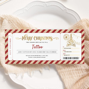 Invitation Tattoo Obtenir Encre Cadeau Noël Billet Bon