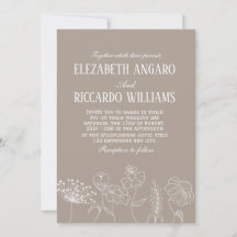 Taupe Beige Taupe Line Fleur sauvage Art