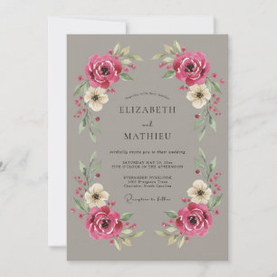 Invitation Taupe Mariage Vintage Intemporel