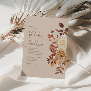 Invitation Taupe Moderne Automne Terracotta Mariage Floral