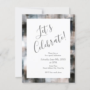 Invitation Taupe Slate Brushstrokes Abstraits