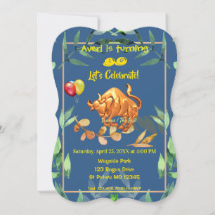 Invitation Taureau Bleu  Anniversaire (20 avril - 20 mai)