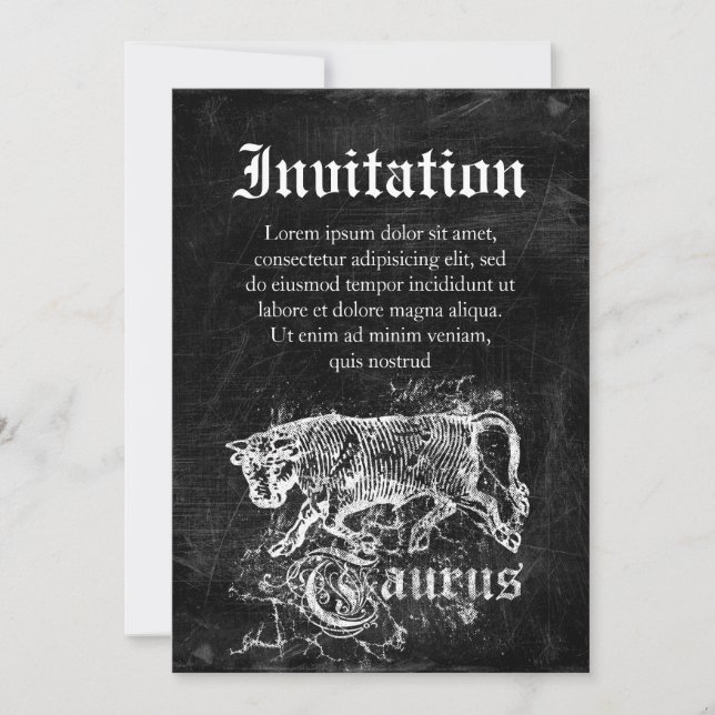 Invitation Taurus Vintage zodiaque (Devant)