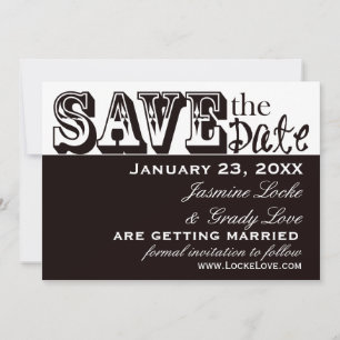 Invitation TBA 8-14 Mariage noir et blanc Enregistrer la date