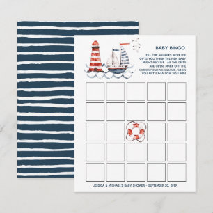 Invitation Tchi C'est Un Garçon Bingo Baby Shower Marin
