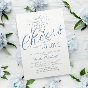 Invitation Tchin à l'amour Baby Shower Bleu Argent