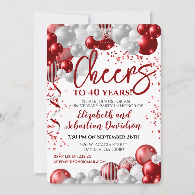 Invitation Tchin Tchin pour 40 Ans 40e Anniversaire (Devant)