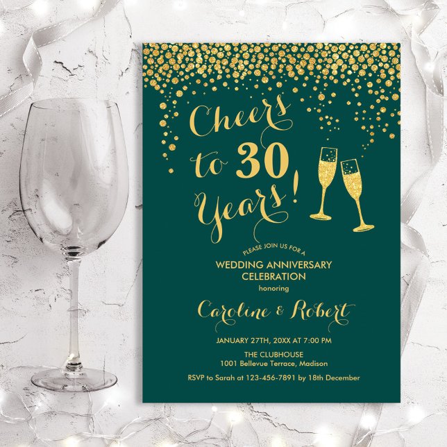 Invitation Tchin-tchin pour les 30 ans d'anniversaire - Vert  (Créateur téléchargé)