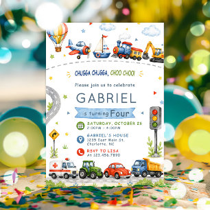 Invitation Tchou tchou, Tchou tchou ! Anniversaire de transpo