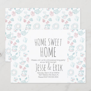 Invitation Tea Doodles moderne Fête de réchauffement de la ma