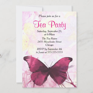 Invitation Tea Party à l'aquarelle violette
