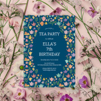 Tea Party Anniversaire Cute Custom coloré Floral
