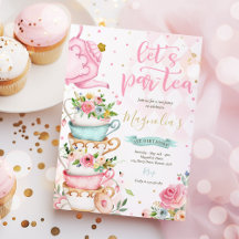 Tea Party Anniversaire Fille Rose & Or Floral Par