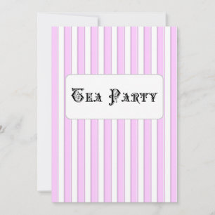Invitation Tea Party Anniversaire Personnalisé rose rayé Invi
