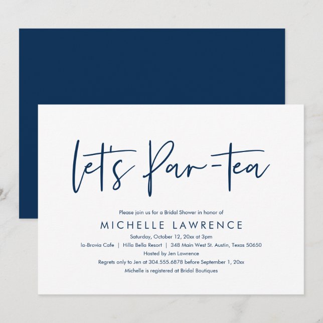 Invitation Tea Party après-midi, Fête des mariées Décontracté (Devant / Derrière)