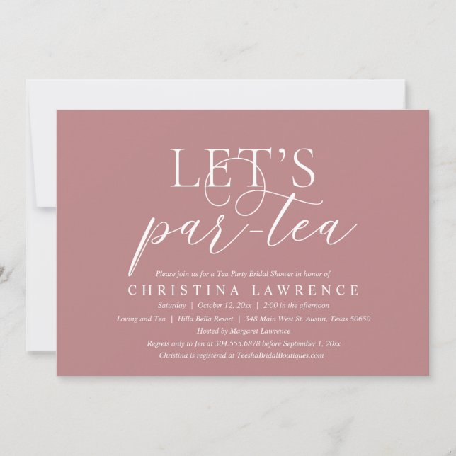 Invitation Tea Party après-midi, Mariée à être, Fête des mari (Devant)