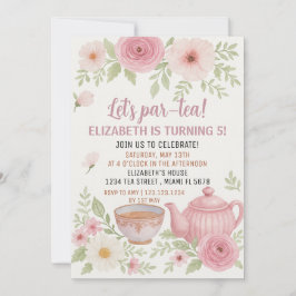 Invitation Tea Party avec Floral et Teacup Design