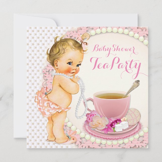 Invitation Tea Party baby shower (Devant)