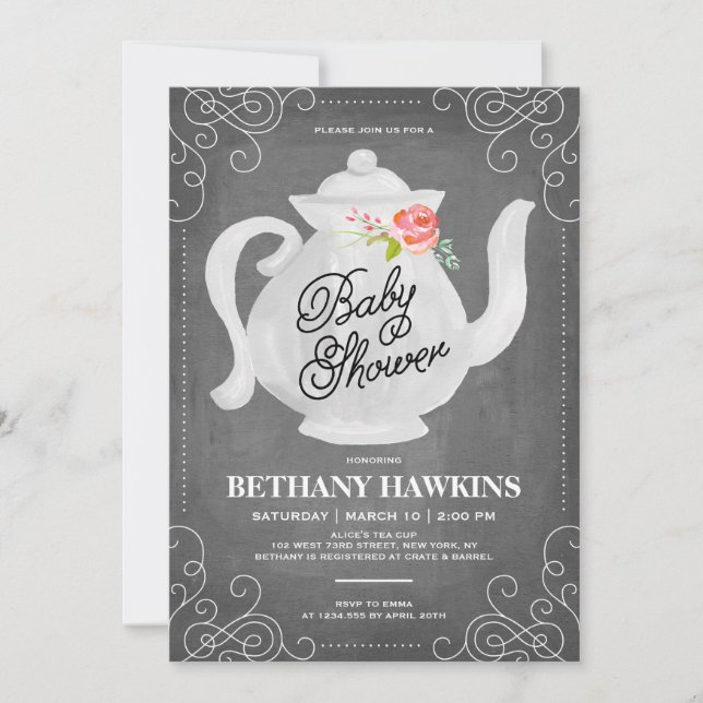 Invitation Tea Party baby shower | Baby shower (Devant)