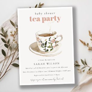 Invitation Tea Party Baby shower de la Coupe de Thé Floral Cl