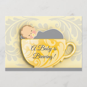 Invitation Tea Party Baby shower Neutre entre les sexes