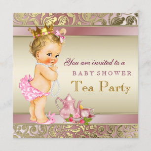 Invitation Tea Party Baby shower rose et or