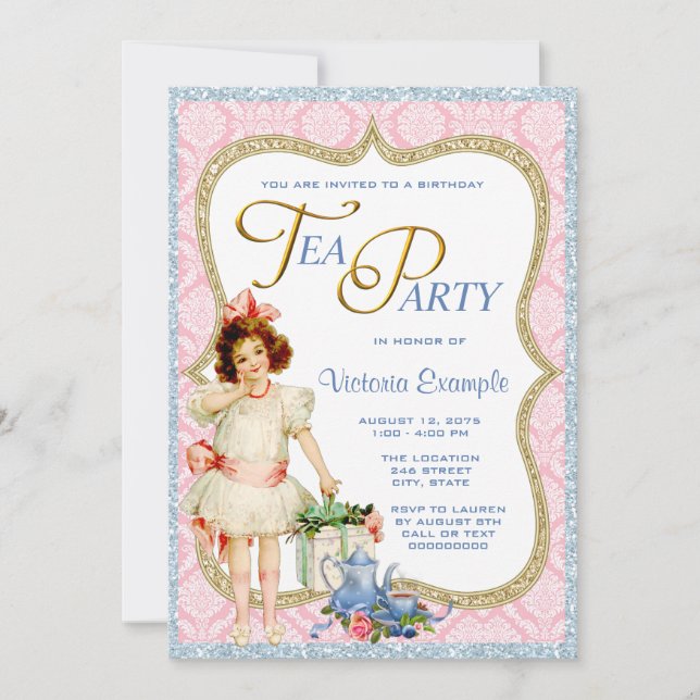Invitation Tea Party d'anniversaire (Devant)