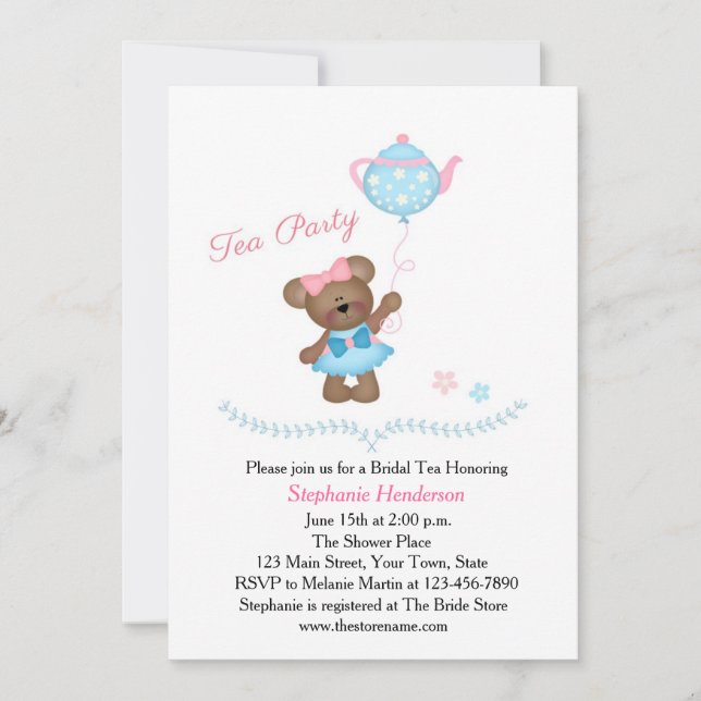 Invitation Tea Party de Cute Bear (Devant)