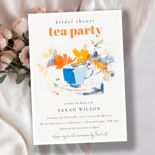 Invitation Tea Party de la Fête des mariées Florale moderne (Créateur téléchargé)