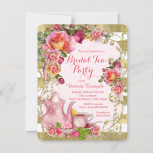 Invitation Tea Party de rose et d'or