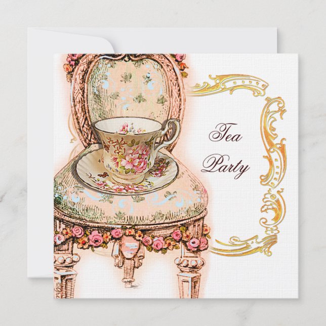 Invitation Tea Party de rose victorienne (Devant)