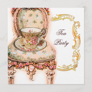 Invitation Tea Party de rose victorienne