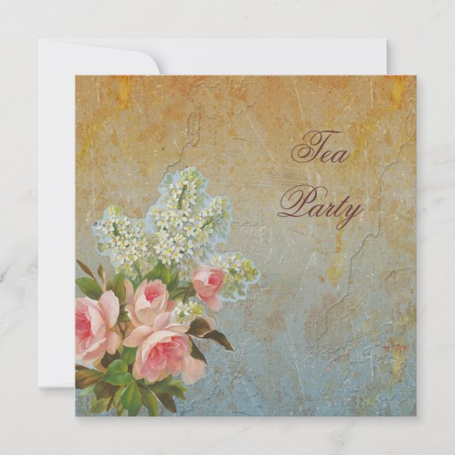 Invitation Tea Party de rose victorienne (Devant)