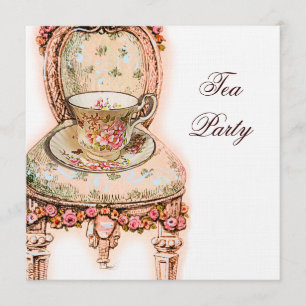 Invitation Tea Party de rose victorienne