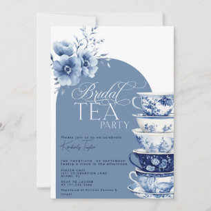 Invitation Tea Party Dusty Blue Chinoiserie Douche