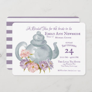 Invitation Tea Party Fête des mariées Floral Thé pot