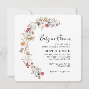 Invitation Tea Party fleur sauvage Jardin bébé en fleurs