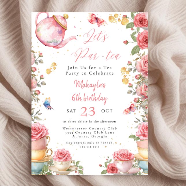 Invitation Tea Party Girl Par tea rose Whimsical Anniversaire (Créateur téléchargé)