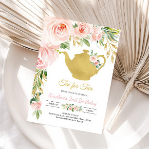 Invitation Tea Party Gold Anniversaire